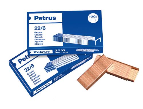 Agrafes petrus - caixa 1000. - n. 22/6-cobreado , Petrus , 3758 , 8411772557210